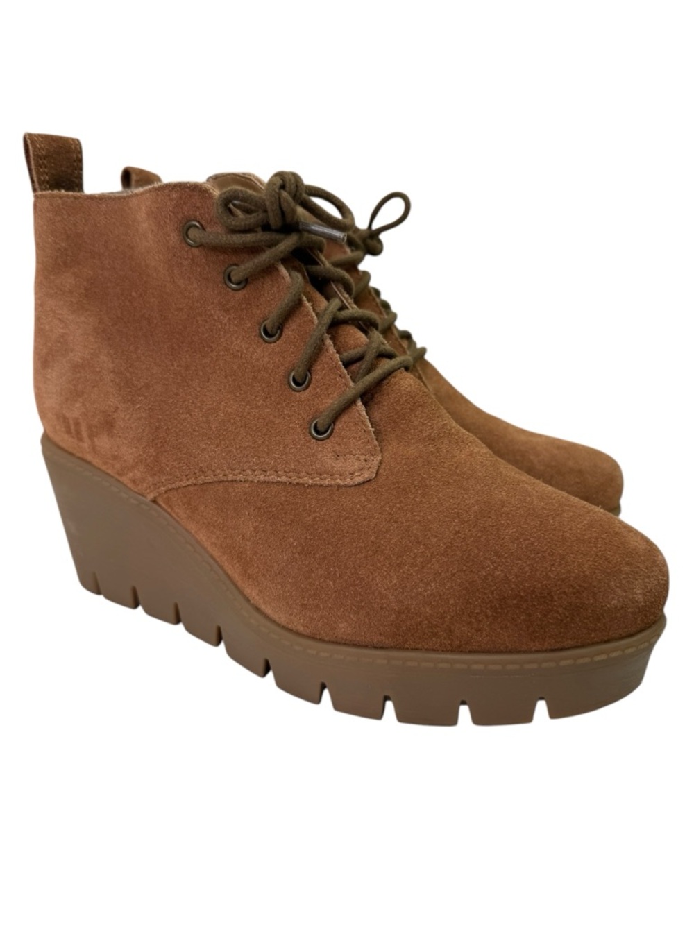 Diba Wedge Ankle Booties Brown Suede Leather Size Zipper Women’s Size 8.5